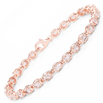 14K Rose Gold Plated 3.90 ct Genuine Morganite .925 Sterling Silver Bracelet
